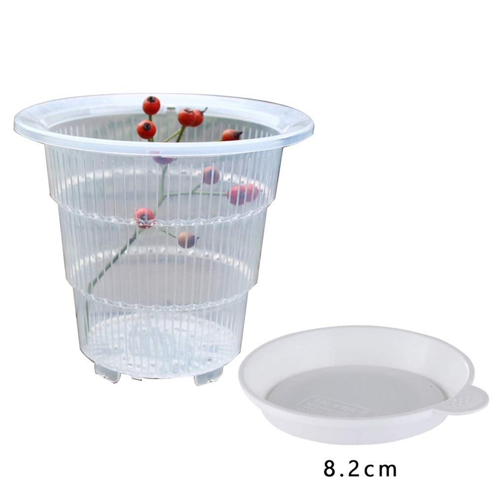 Breathable Root Control Pot with Tray - 10cm Transparent Flower Planter Basket for Succulents, Orchids & Indoor Plants | Perfect for Home Decor, Gardening & Hydroponics