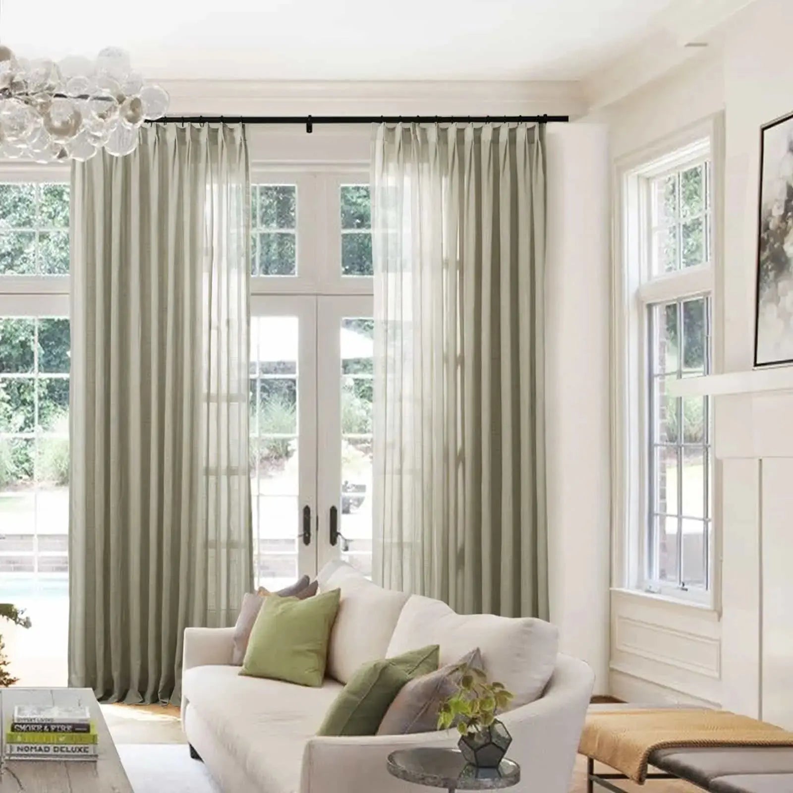 Flynn Airy Lightweight Sheer Curtain Pleated - Elegant Window Treatment for Living Room & Bedroom Decor