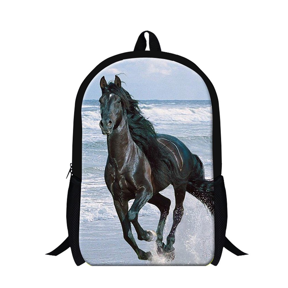 Plush Horse Print School Backpack for Students & Men - Durable Fashion Hiking Bag for College, Travel & Outdoor Adventures