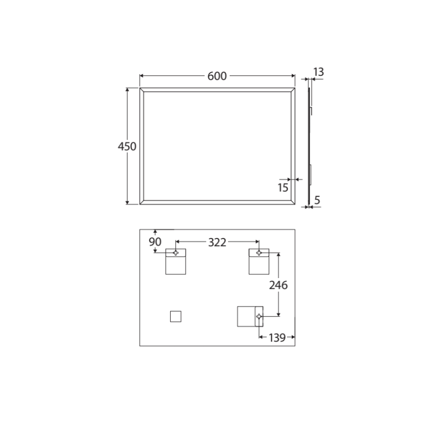 Fienza BEM 4560 Beveled Edge Rectangular Wall Mirror 18