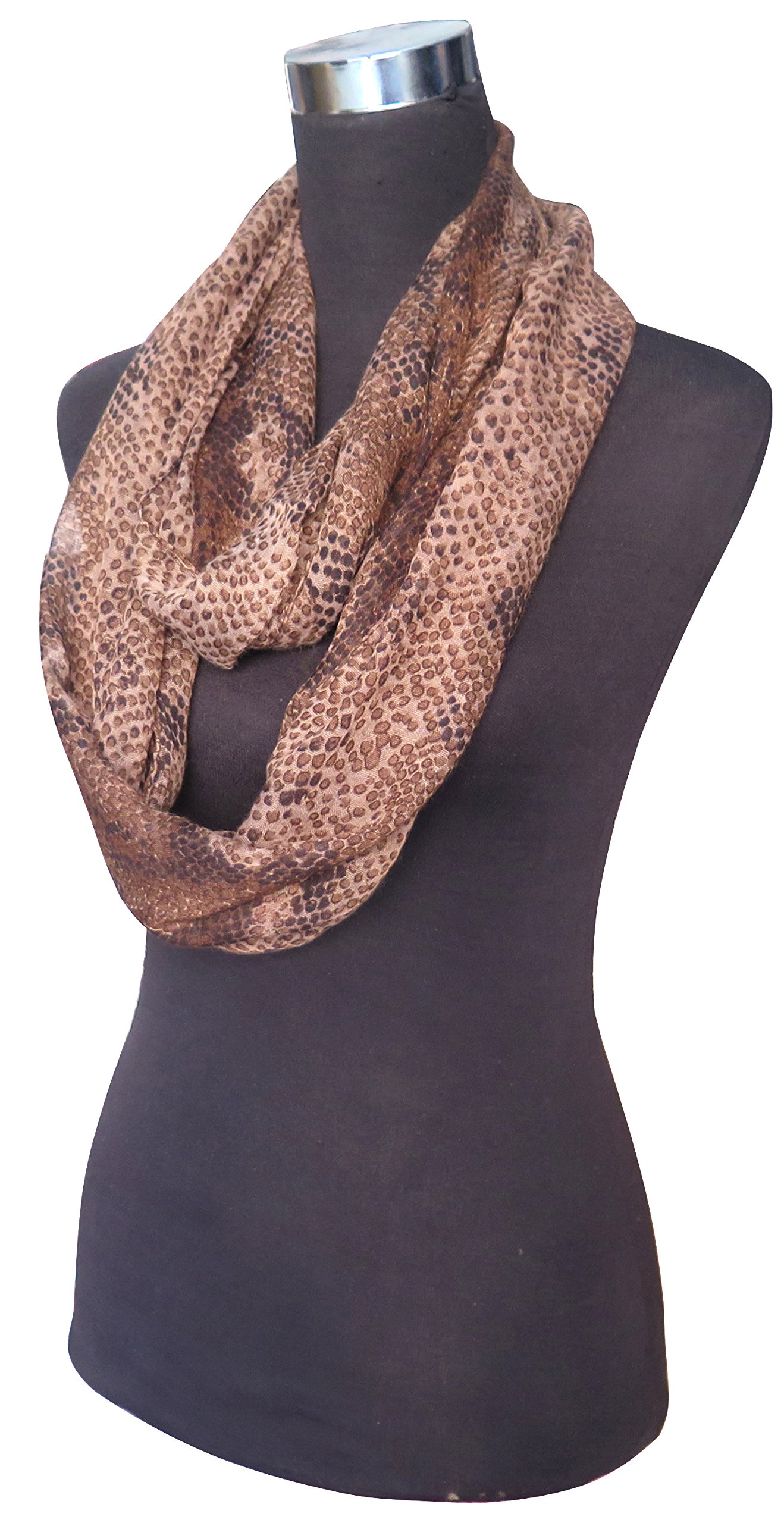 Lina & Lily Women's Fashion Snake Print Infinity Loop Scarf - Soft & Stylish Winter Accessory for Casual Outfits & Office Wear