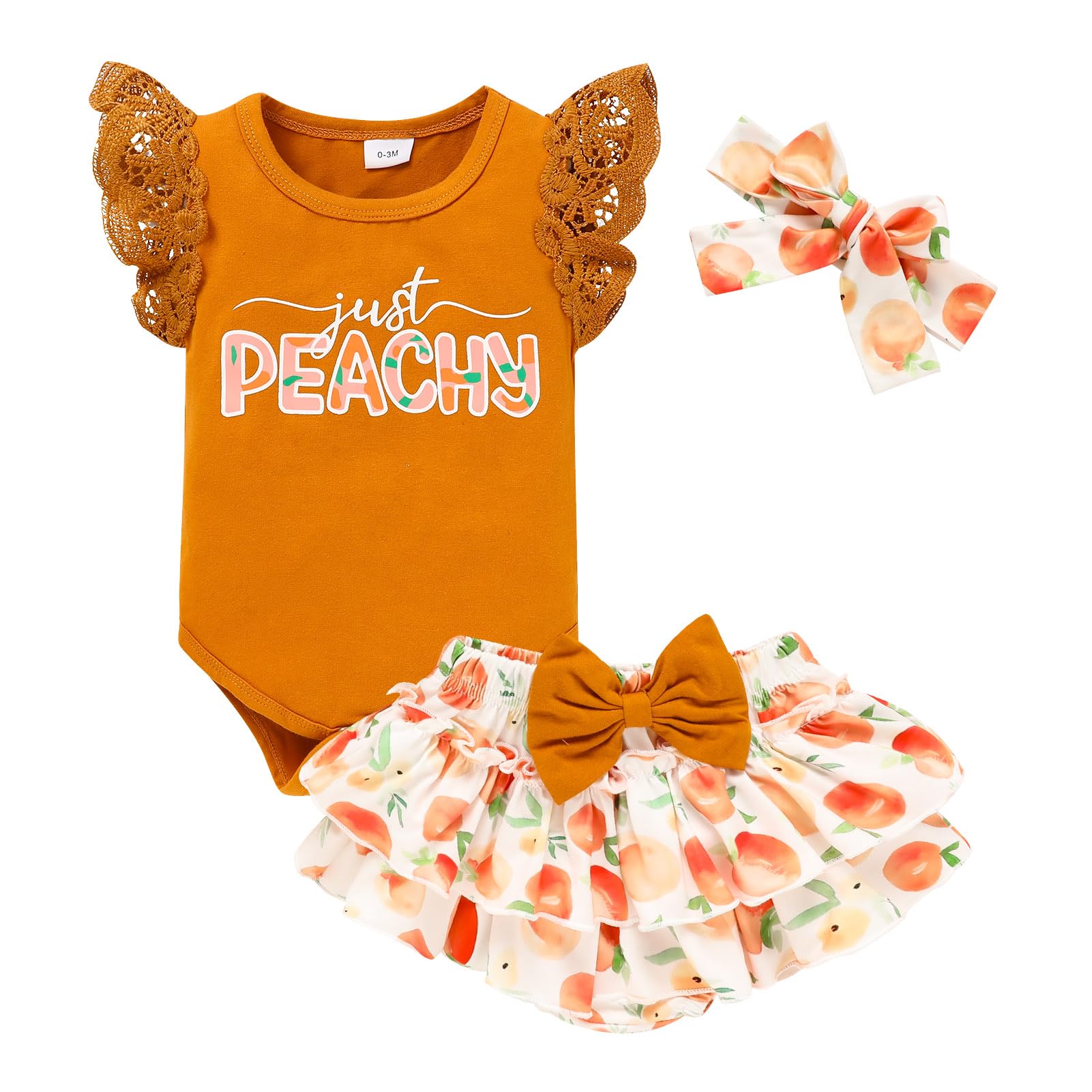 Newborn Baby Girl Clothes Set - Floral Ruffled Romper & Shorts Outfit | Soft Summer Infant Clothing for 0-24 Months | Perfect for Photoshoots, Parties & Playdates