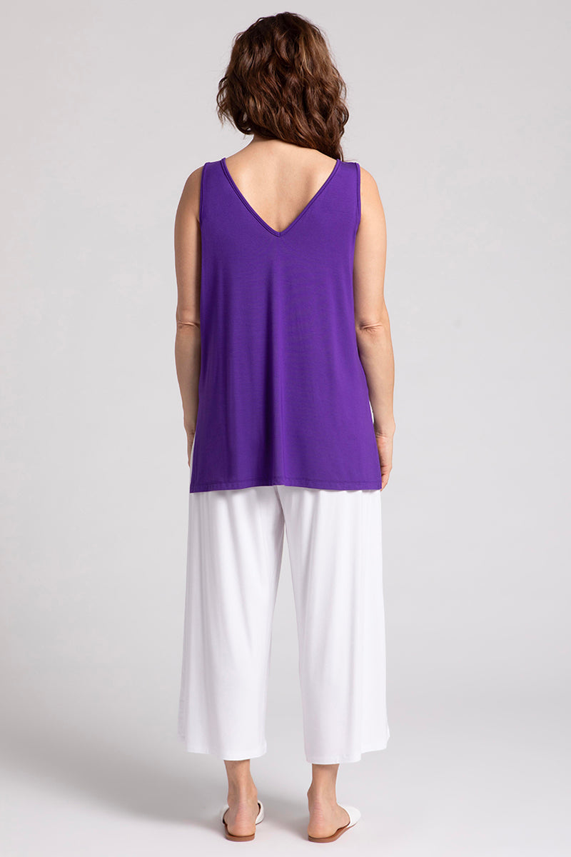 Reversible Bamboo Tank Top for Women - Soft Comfortable Stretchy Violet Yoga Shirt | Perfect for Workouts, Yoga, Running & Casual Wear