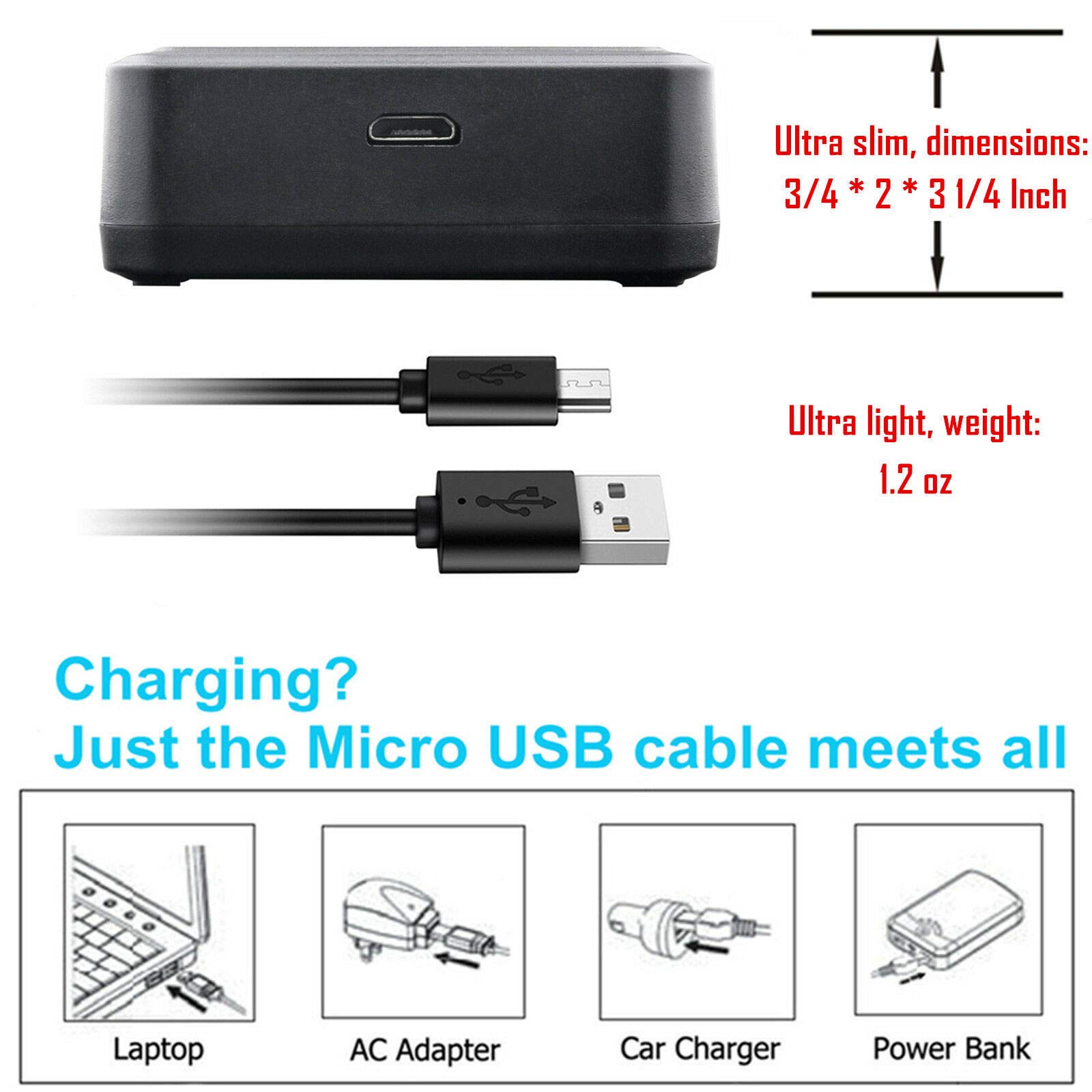 Kastar LCD Triple USB Battery Charger for SP-Gadgets 3.7V Battery - Fast Charging for POV Lights & Powerbar Duo - Perfect for Photography, Camping & Emergency Power Backup