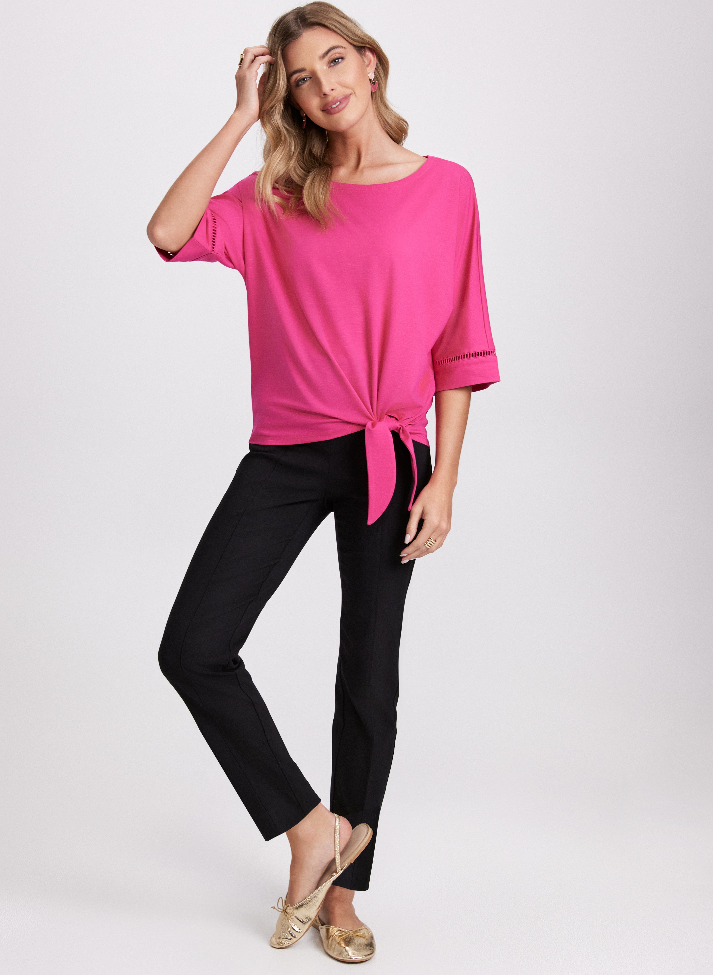 3/4 Sleeve Openwork Blouse for Women - Breathable Lace Summer Tops - Perfect for Office, Date Night & Casual Outings