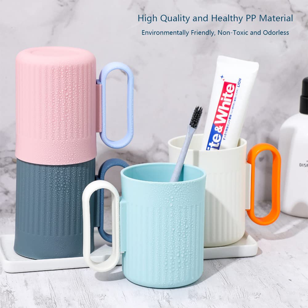 2-Pack Couple Toothbrush Holders with Removable Handle - 15oz Large Capacity Bathroom Cups in Dream Colors (White & Pink) - Perfect for Couples' Bathroom Organization & Toothbrush Storage