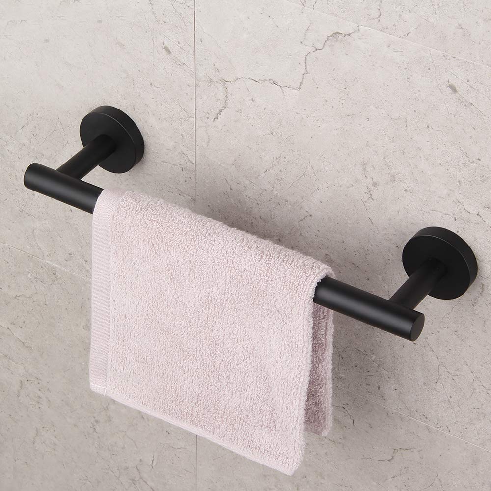 GERZ Contemporary 12-Inch Stainless Steel Towel Bar - Matte Black Wall Mounted Bathroom Towel Holder - SUS 304 Rustproof Bath Accessory for Hand & Face Towels - Perfect for Modern Bathrooms & Powder Rooms