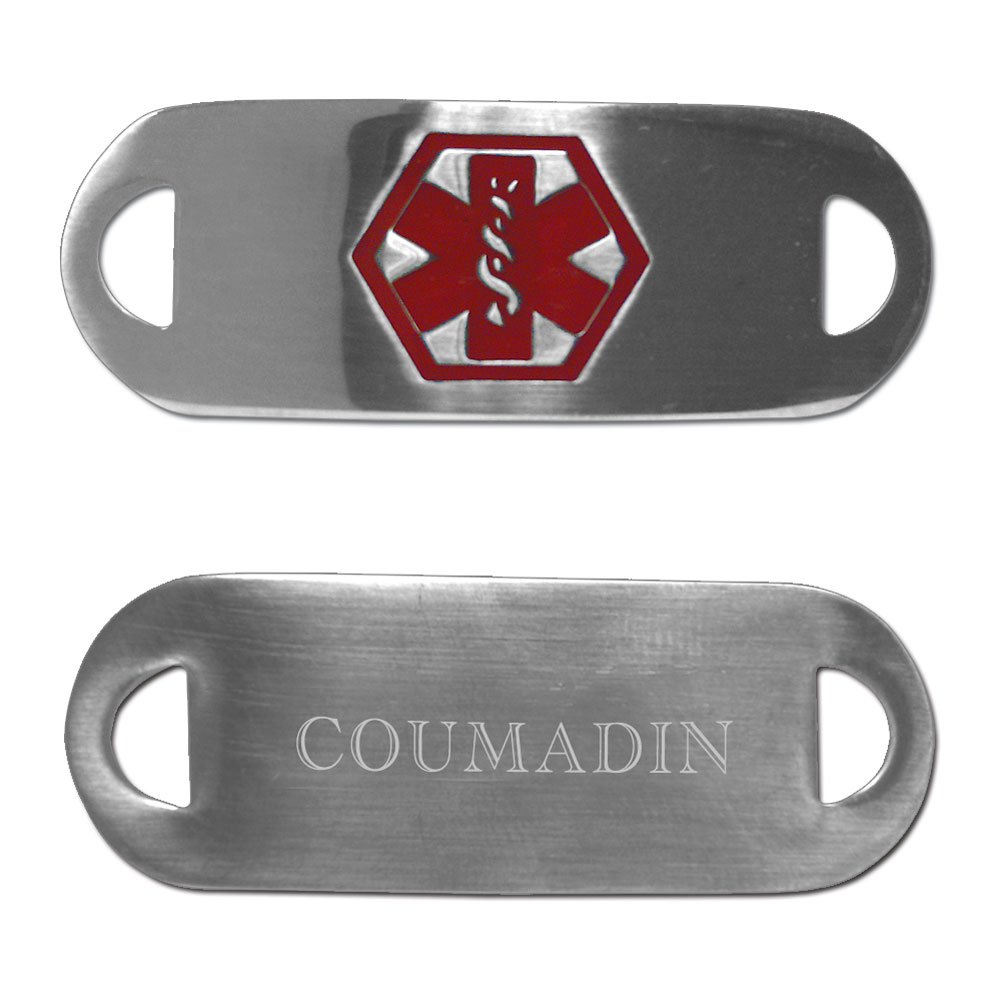 Stainless Steel Medical Alert ID Tag for Coumadin Bracelet - Emergency Medical Information Jewelry for Warfarin Users | Perfect for Daily Wear & Travel Safety