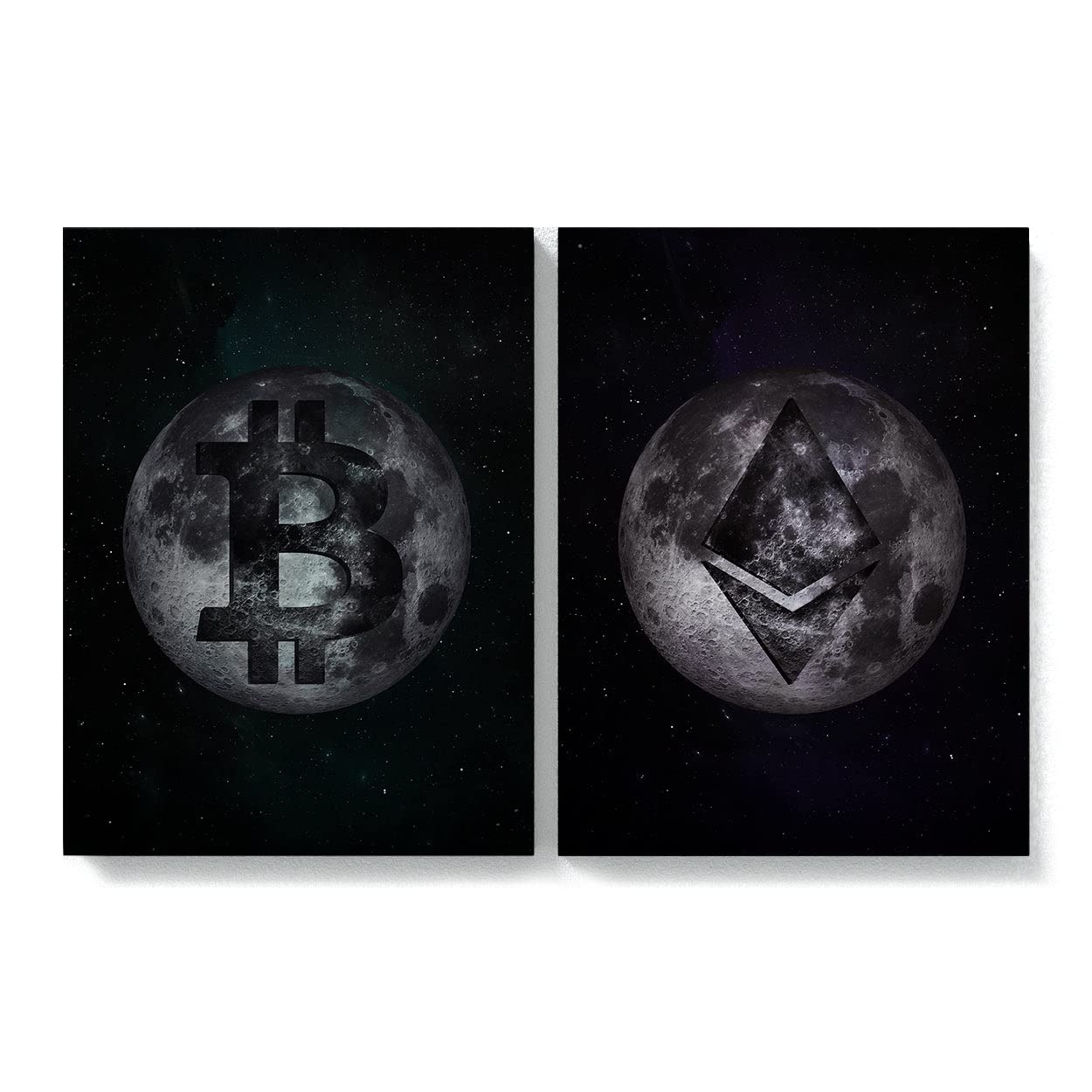 Crypto Canvas Wall Art - Bitcoin & Ethereum Themed Modern Home Decor for Living Room & Office | Blockchain Inspired Digital Art Print