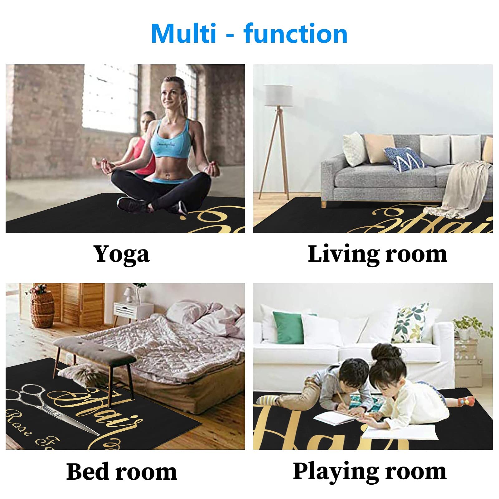 Custom Personalized Barber Shop Welcome Salon Area Rug - Non-Slip 5.2'x7.5' Premium Carpet for Living Room, Yoga, Bedroom, Playroom & Camping - Perfect for Home Decor, Salon Entrance & Cozy Spaces