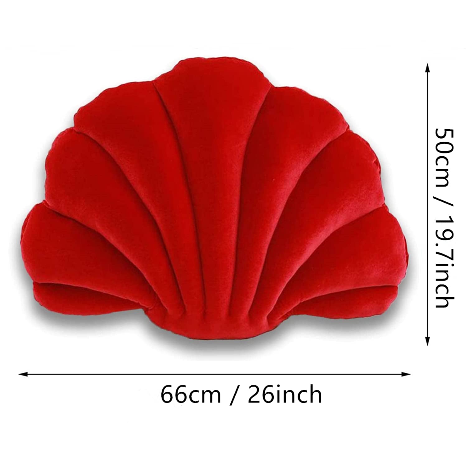 Seashell Shaped Throw Pillow - Velvet Plush Decorative Cushion for Beach Themed Bedroom, Living Room & Nursery Decor | Ocean Inspired Home Accent