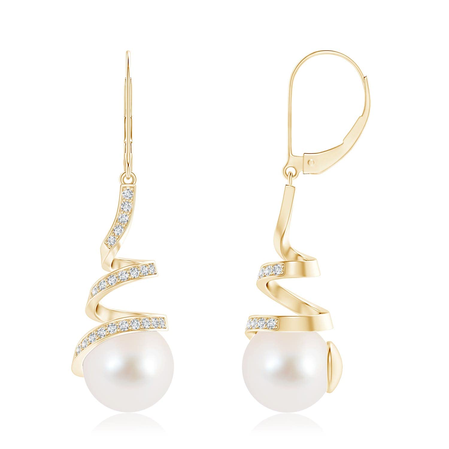 ANGARA 14K Solid Gold Freshwater Cultured Pearl Drop Earrings for Women - June Birthstone Jewelry Gift for Her | Elegant Wedding, Anniversary & Birthday Present | Perfect for Formal Events, Office Wear & Special Occasions