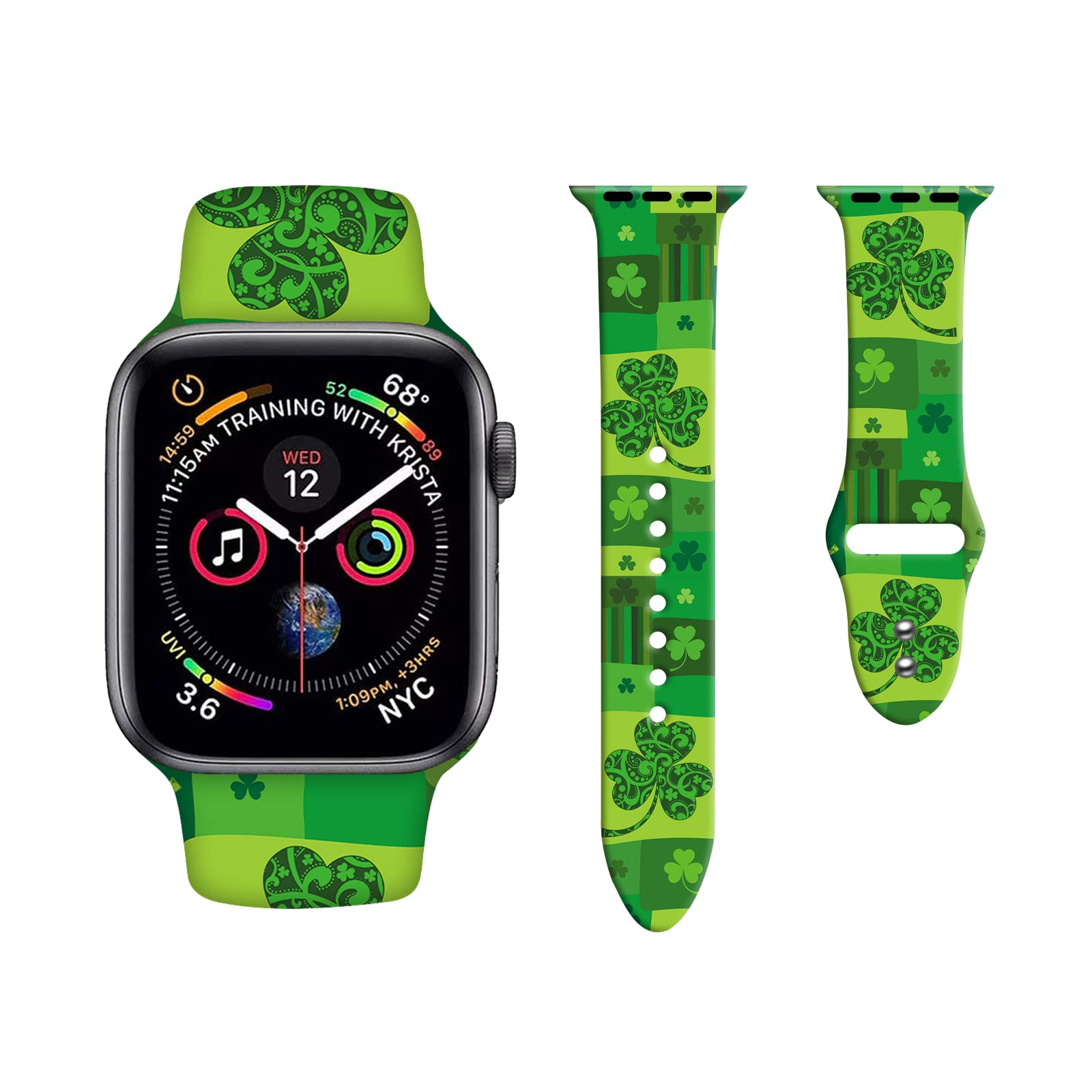 St. Patrick's Day Apple Watch Bands for Women & Men - Soft Silicone Replacement Straps Compatible with 38mm 40mm 42mm 44mm 45mm (Series 7/6/5/4/3/2/1) - Adjustable Wristbands for Workouts, Parties & Everyday Wear