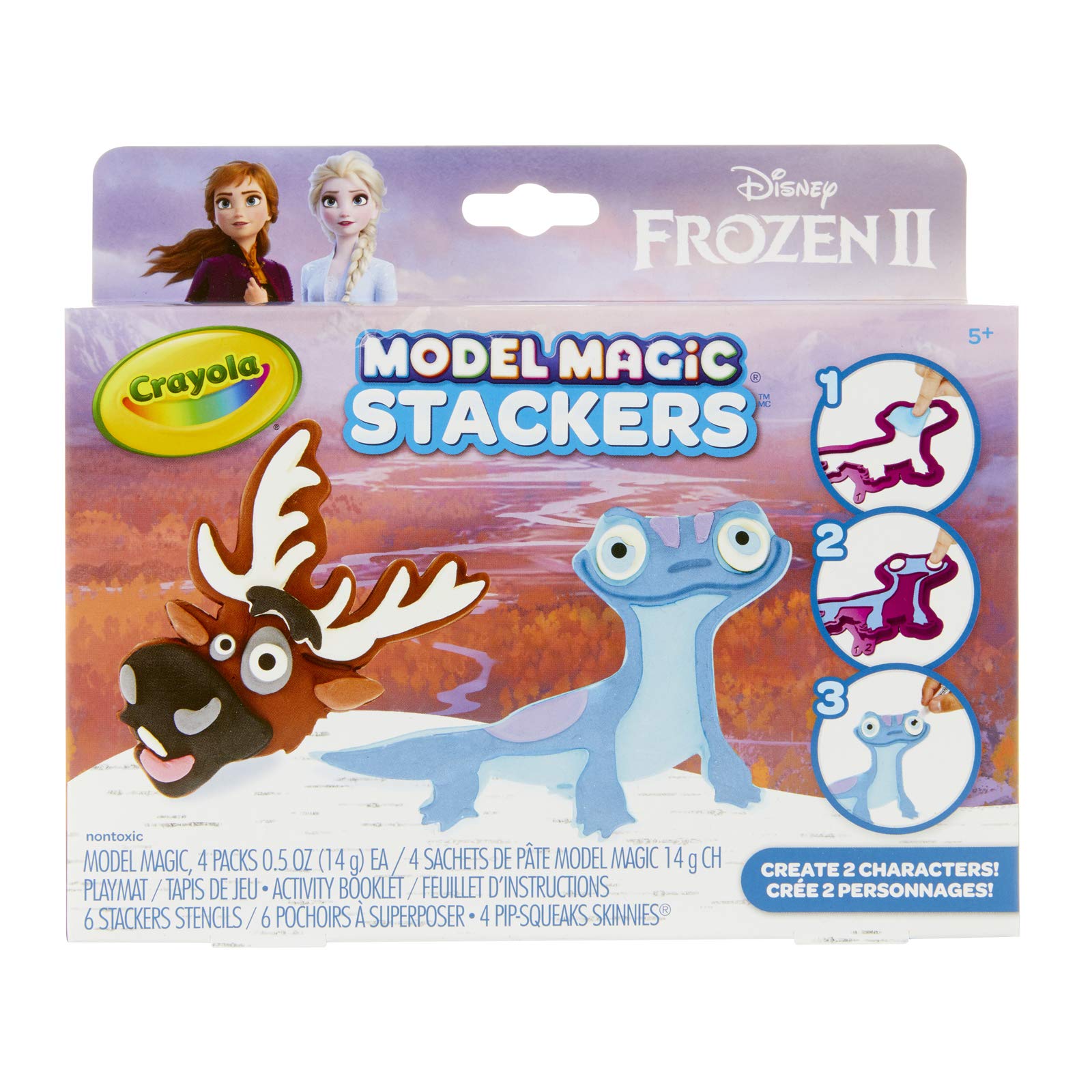 Crayola Frozen 2 Sven & Fire Salamander Model Magic Stacker Set - Kids Arts and Crafts Kit for Ages 5-8 - Creative Gift for Birthday & Christmas - Fun Indoor Activity for Family Bonding