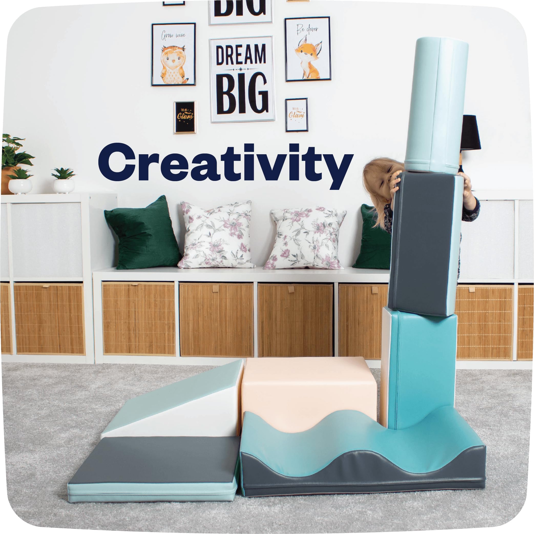 IGLU Soft Play Discoverer Set for Toddlers 1-3 Years - Montessori Climbing Foam Blocks with Anti-Slip Surface (7 Shapes, Pastel) - Perfect for Indoor Playrooms, Daycare Centers & Safe Toddler Exploration