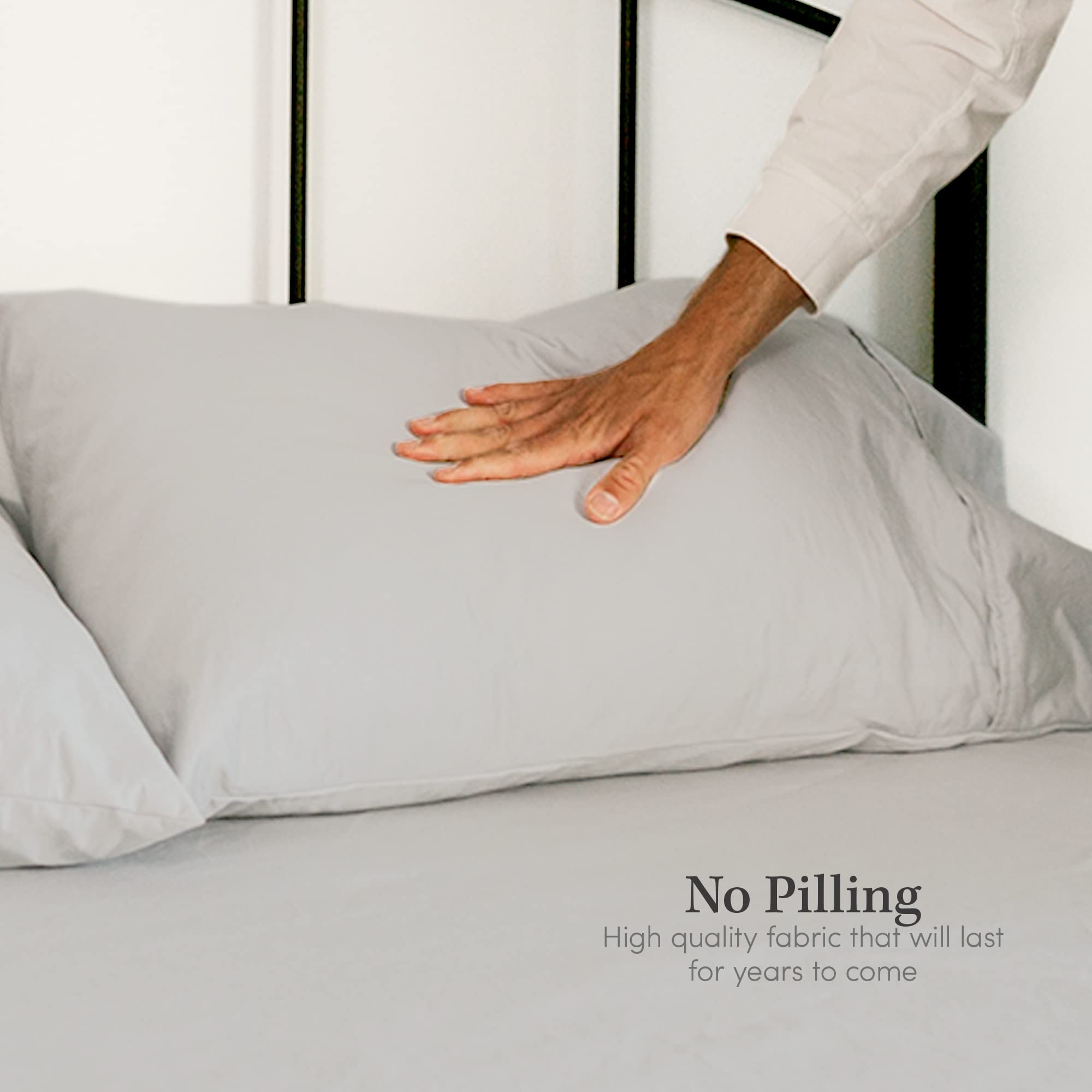 1000 Thread Count 100% Cotton Luxury Bed Sheet Set - Full Size Deep Pocket Fitted & Flat Sheet with 2 Pillowcases - Soft Breathable Grey Bedding for Hotel-Style Comfort - Perfect for Master Bedroom, Guest Room & Dorm Use