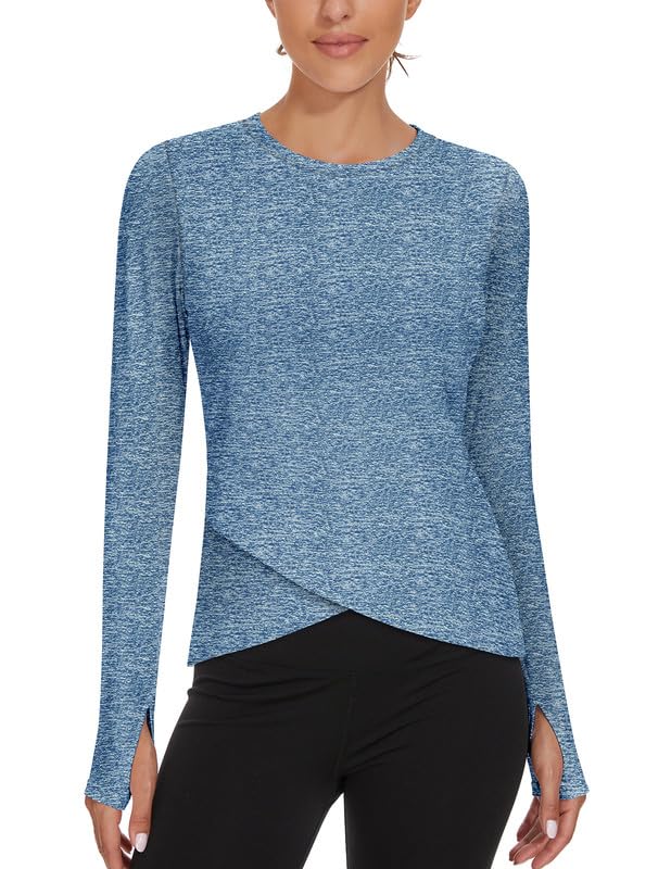 Soneven Women's Long Sleeve Thermal Running Shirt - Compression Workout Top with Thumb Holes for Yoga, Gym & Outdoor Activities | Breathable Athletic Shirt for Cold Weather Training