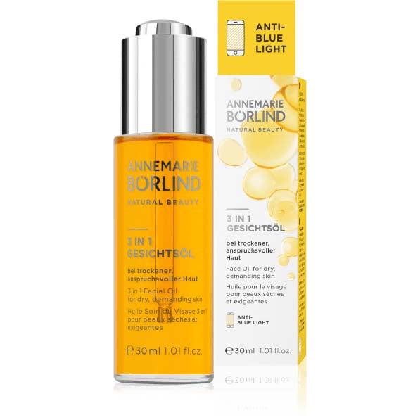 Annemarie Borlind 3-in-1 Facial Oil for Glowing Skin - Hydrating, Anti-Aging & Nourishing Treatment - Perfect for Night Routine & Dry Skin Care