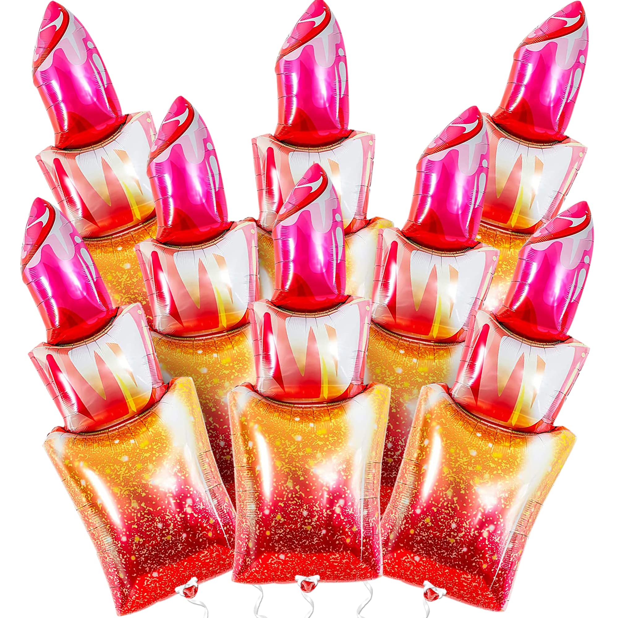 49 Inch Giant Lipstick Balloons - Pack of 8 Red Makeup Balloons for Spa Parties, Bridal Showers & Bachelorette Decorations | Perfect for Girls' Birthday Decor, Makeup Theme Party & Photo Booth Backdrops