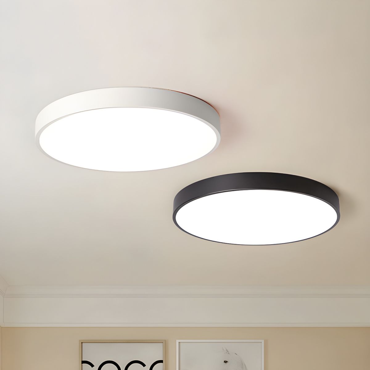 Modern Circular Slimline Ceiling Light Fixture - Energy Efficient LED Flush Mount Lighting for Bedroom, Kitchen, Living Room & Office