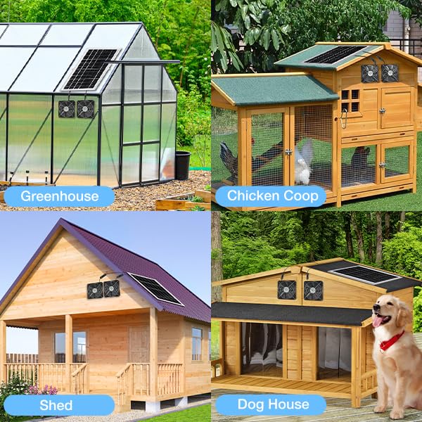 25W Solar Powered Dual Fan Kit - IP67 Waterproof for Chicken Coop & Greenhouse - 5.5