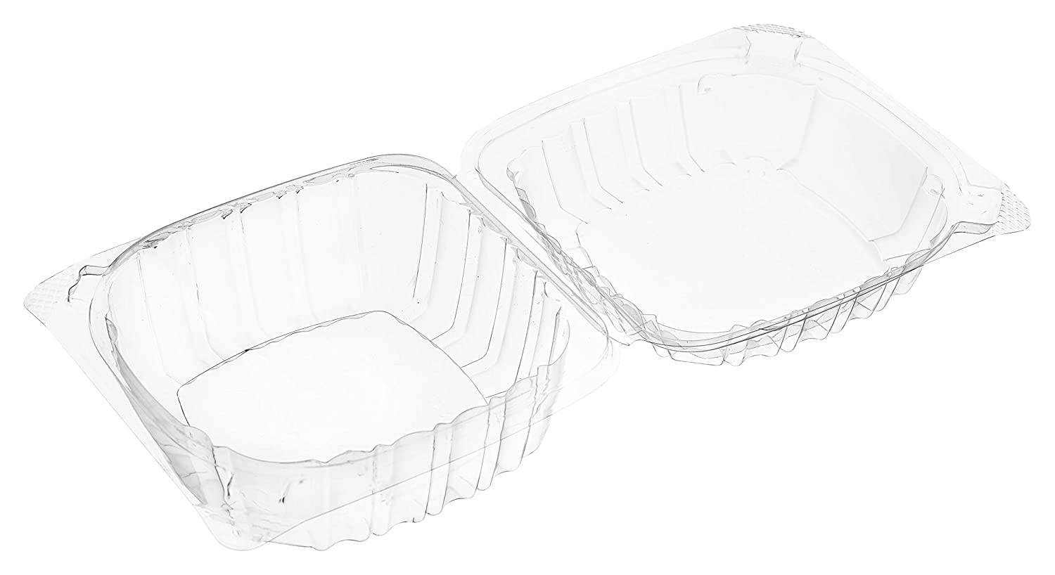EcoQuality 6x6 Inch Clear Plastic Clamshell Takeout Food Containers - Heavy Duty, Recyclable Polystyrene for Restaurants, Bakeries & Catering (Pack of 500) | Perfect for Takeout Meals, Cupcakes, Salads, Sandwiches & Fresh Fruit Display