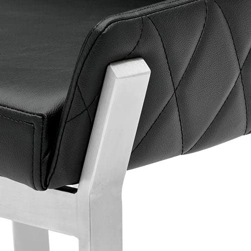 Premium Zuri Furniture Sydney Black Leatherette Dining Chair with Brushed Stainless Steel Legs - Modern Kitchen & Dining Room Seating for Home & Restaurant Use