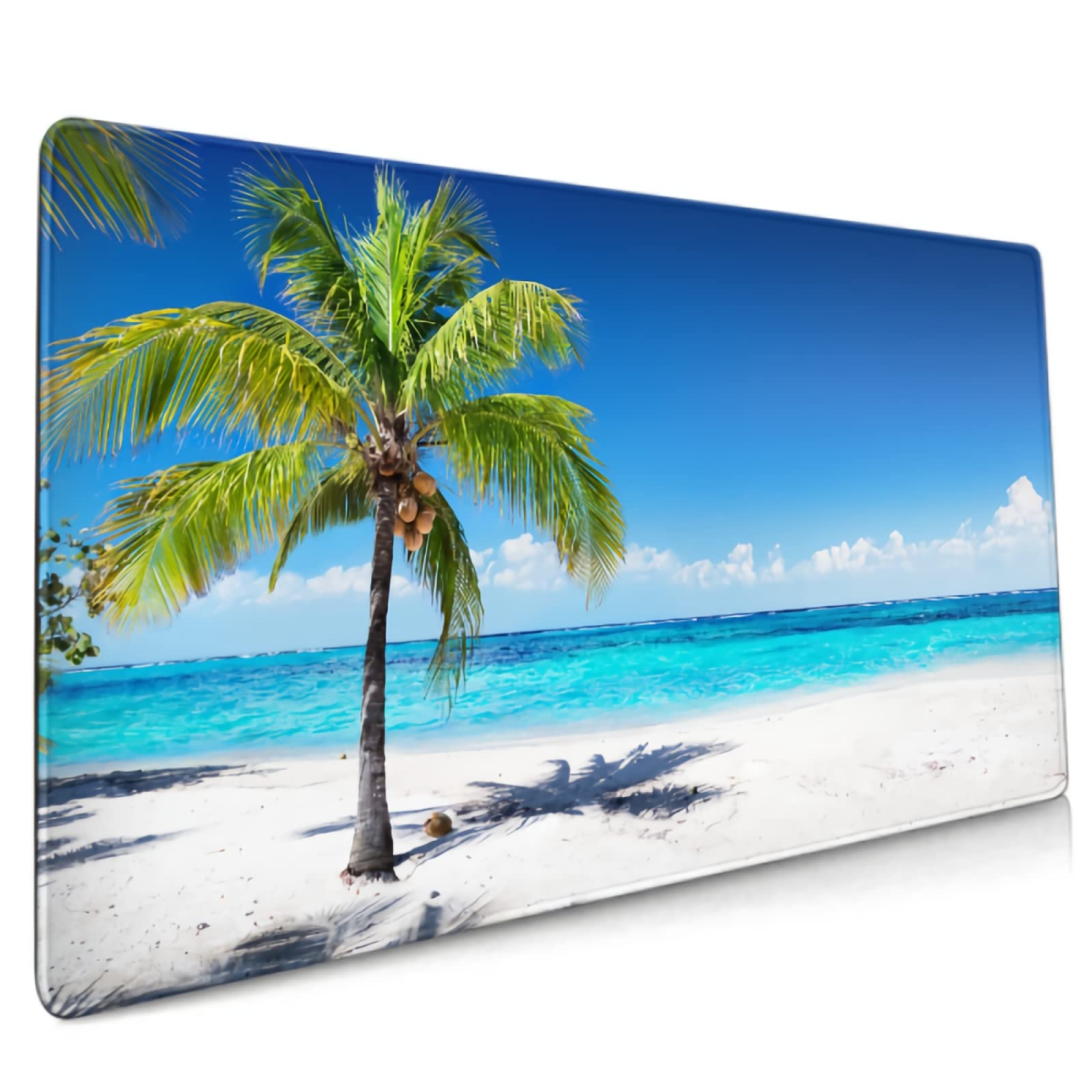 Extra Large 35.5'' x 16'' Beach Palm Trees Gaming Mouse Pad - Waterproof XXL Desk Mat with Non-Slip Rubber Base & Stitched Edges for PC, Laptop, Office & Home Workspace - Perfect for Gamers, Programmers & Graphic Designers