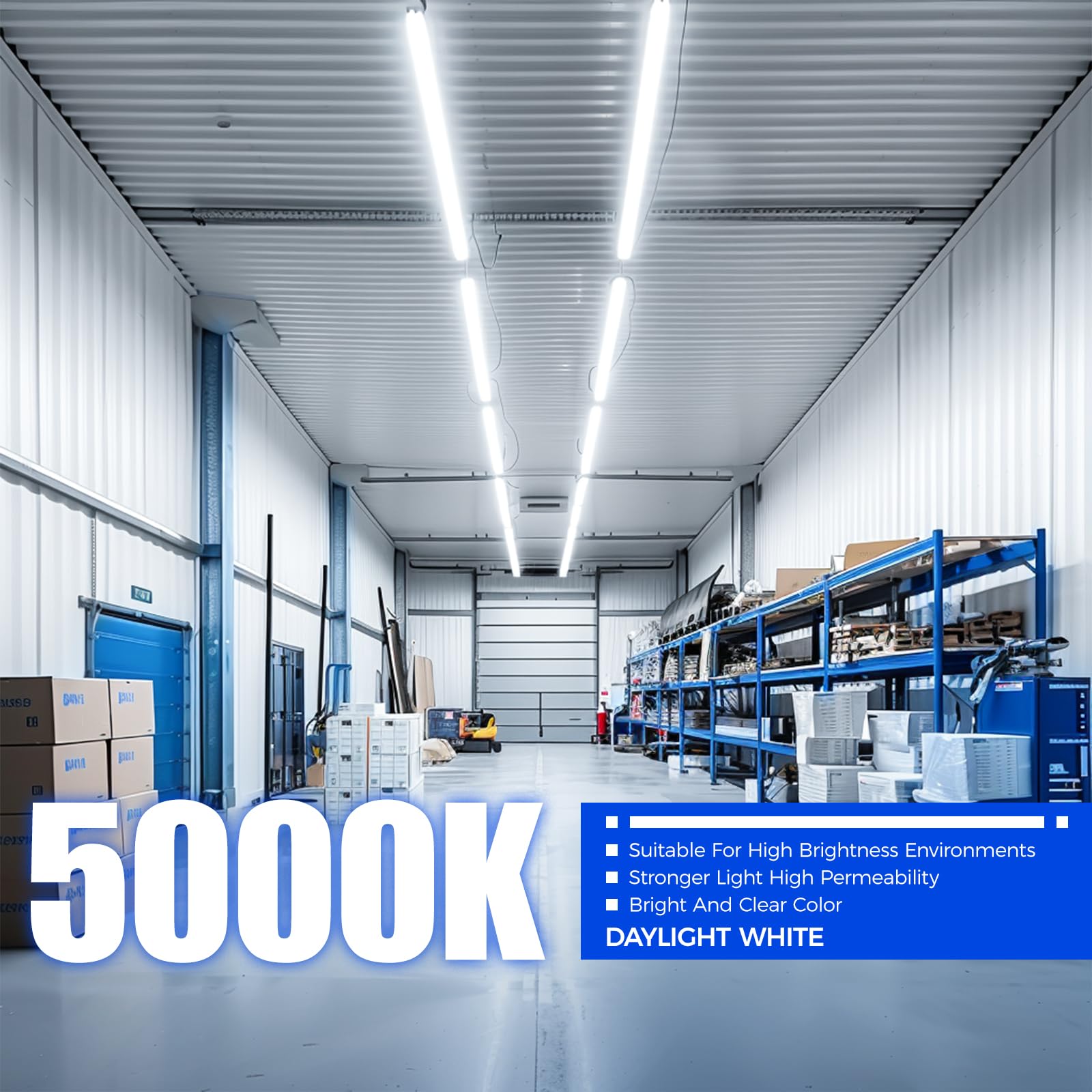 Barrina 8 FT LED Tube Lights, 44W 5500lm 5000K Daylight White, Super Bright T8 T10 T12 LED Bulb, FA8 Single Pin LED Shop Lights with Clear Cover - Energy Efficient Fluorescent Replacement (Pack of 12) for Warehouse, Garage & Commercial Lighting