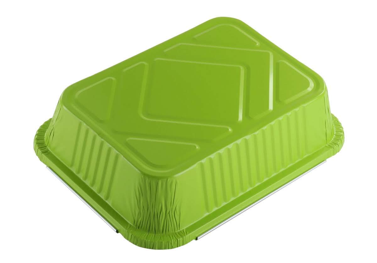 KitchenDance 3.75 lbs Colored Aluminum Pans with Plastic Lids - Heavy Duty Disposable Foil Pans for Cooking, Baking, Freezing & Food Storage - Perfect for Meal Prep, Parties, Catering & Leftovers (3227P)