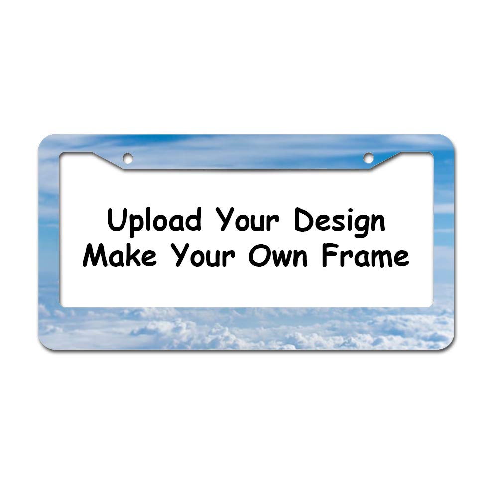 Custom License Plate Frame - Personalized with Image, Photo, Logo, Text & Name - Funny Vanity Car Plate Holder - Chrome 2-Hole Metal Car Accessories for Cars, Trucks & SUVs - Perfect Gift for Car Enthusiasts & Personalized Vehicle Decor