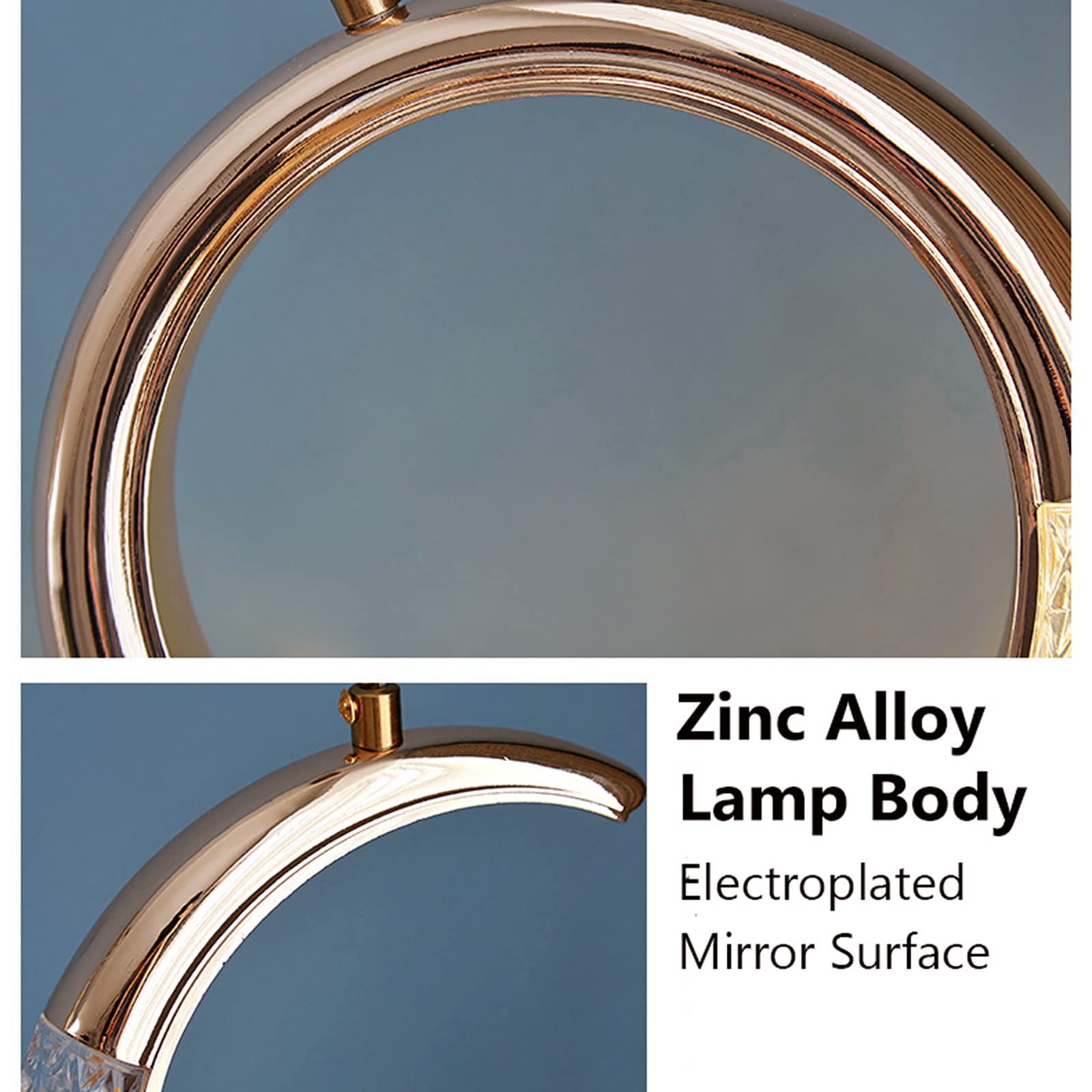 Modern LED Pendant Light Fixture with Crystal Acrylic Diffuser - Rose Gold Ceiling Hanging Lamp for Bedroom, Kitchen & Dining Room - 3-Light Crescent Chandelier - Perfect for Modern Home Decor, Apartment Lighting and Restaurant Ambiance
