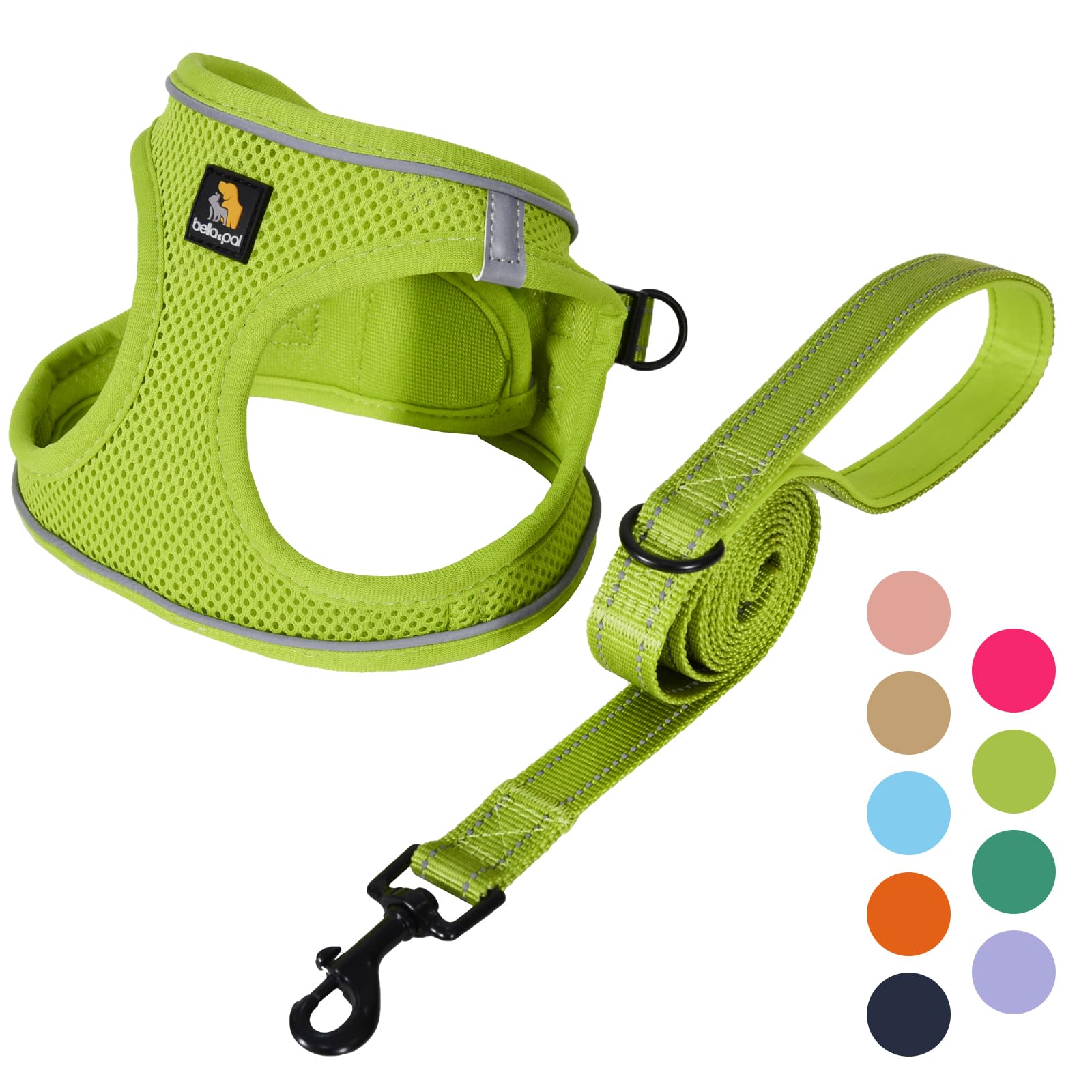 BELLA & PAL No-Pull Step-in Dog Harness with Leash Set for Small & Extra Small Dogs - Comfortable Avocado Green Puppy Harness for Walking, Training & Outdoor Adventures (XXS Size)