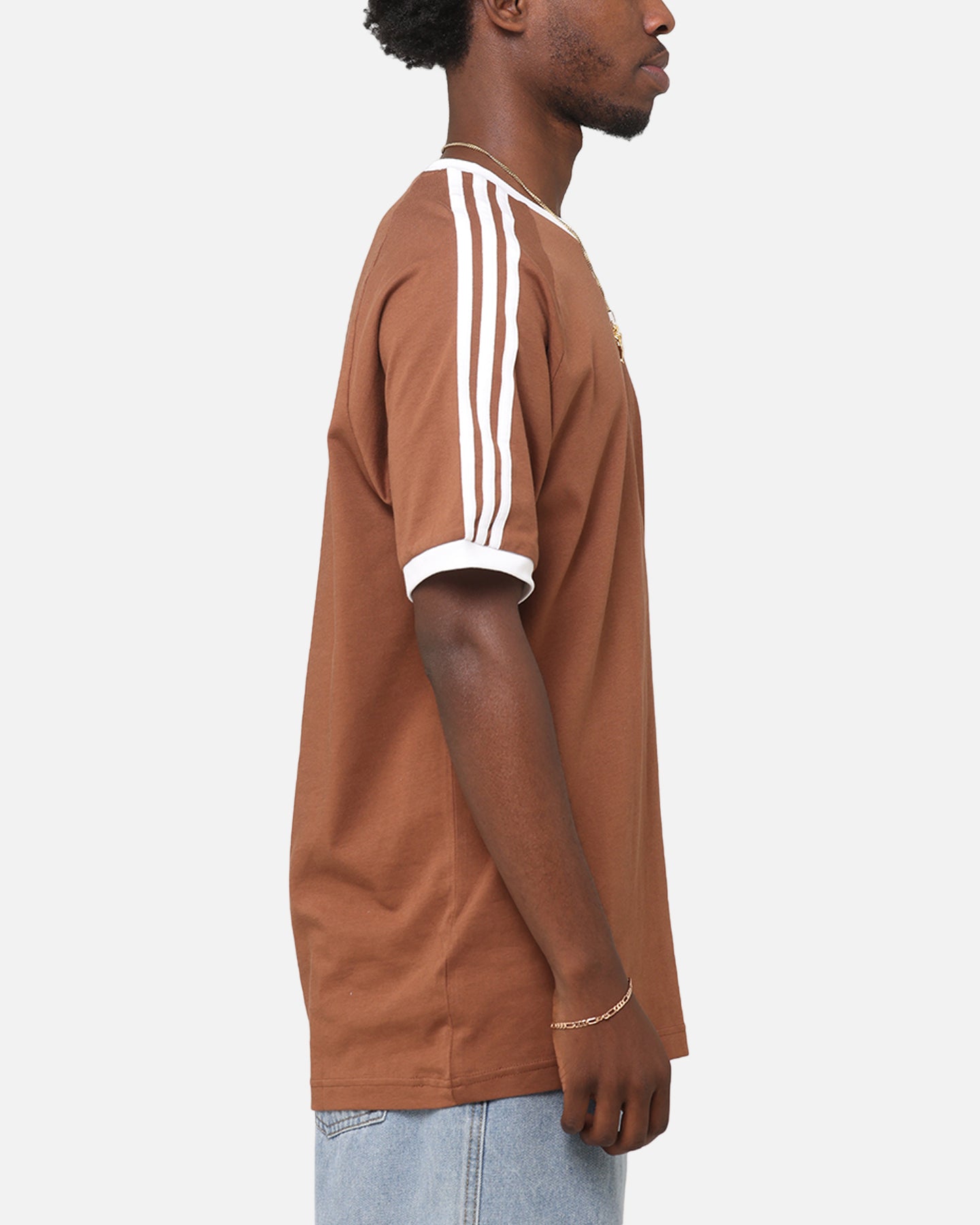 Adidas Classics 3 Stripes T-Shirt for Men - Soft Cotton Casual Tee with Iconic Logo | Perfect for Gym, Streetwear & Everyday Outfits (Brown)