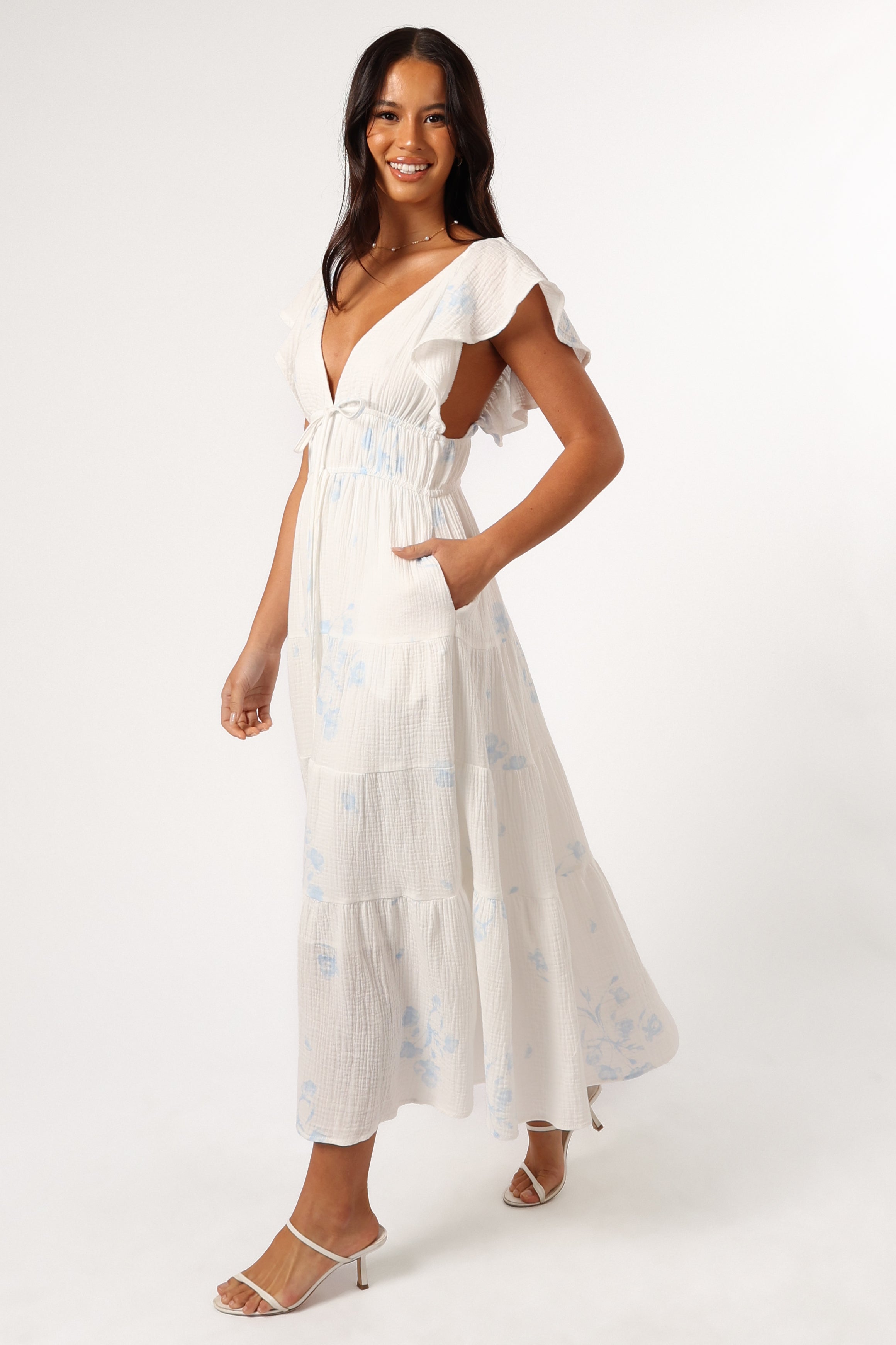 Elowen Midi Dress in Off White | Flowy Summer Dress for Women | Perfect for Beach Vacations, Date Nights & Casual Outings