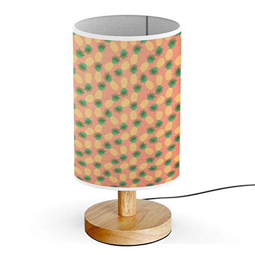 ARTSYLAMP - Wooden Base Decorative Desk & Bedside Lamp with Pineapple Design | Vegan Home Decor for Summer | Perfect for Living Room, Bedroom, Office & Dorm Lighting