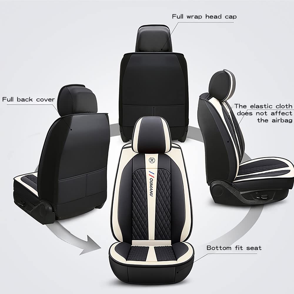 Premium Waterproof Faux Leather Car Seat Covers for Ford Bronco 1998-2022 Models - Front Row Luxury Seat Protectors (Black & Beige) - Perfect for Off-Road Adventures, Daily Commutes, and Interior Protection