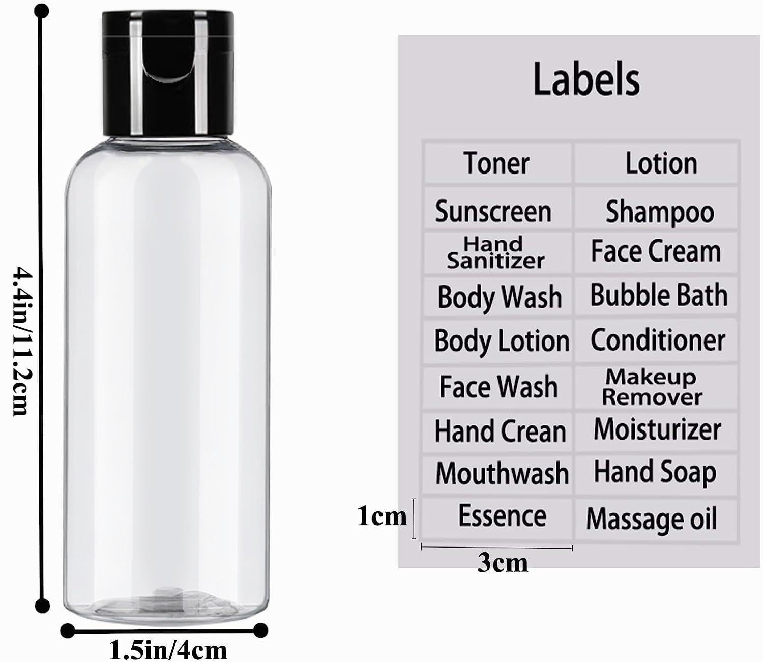 5 Pack 3.4 oz TSA Approved Travel Size Bottles - Leak Proof Refillable Toiletry Containers with Labels for Shampoo, Conditioner & Lotion - Perfect for Airplane Carry On, Gym & Vacation Essentials