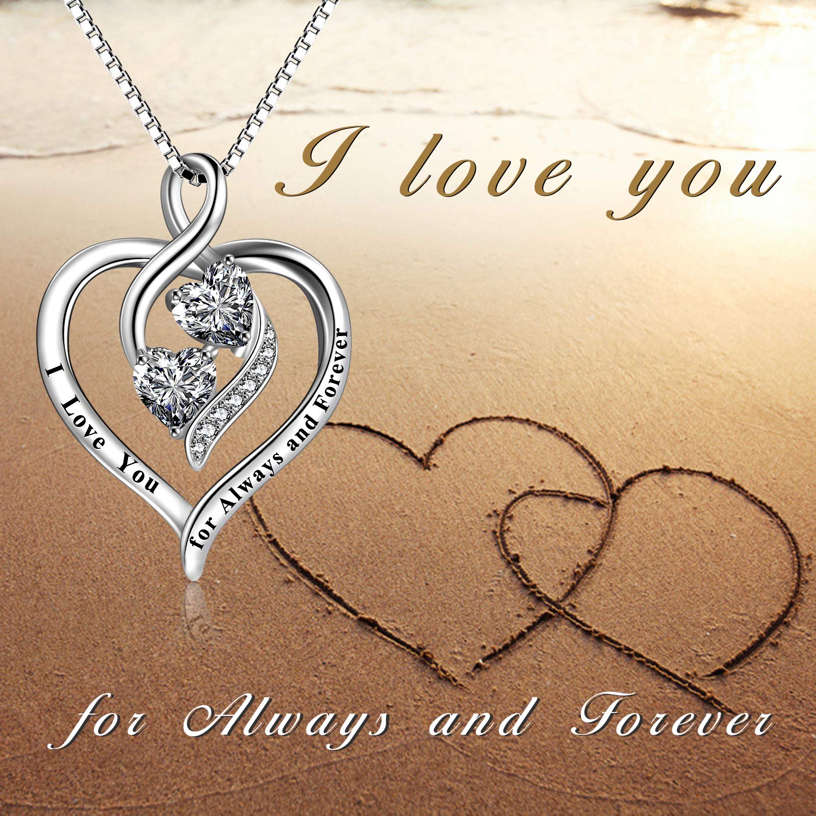 YFN Sterling Silver Heart Necklace for Women - Elegant Jewelry Gift for Mom, Wife, Daughter | Perfect for Birthdays, Anniversaries & Valentine's Day