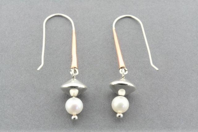 Masoor Copper Silver Pearl Drop Earrings for Women - Elegant Boho Jewelry for Parties, Weddings & Special Occasions