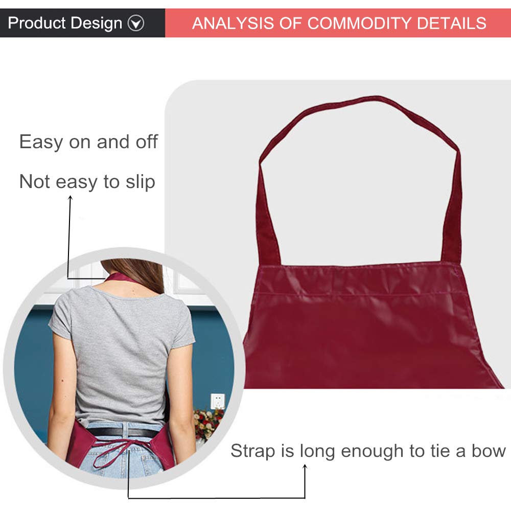Waterproof & Oil-Resistant PU Apron for Women - Adjustable with Pockets - Ideal for Cooking, Baking, Washing & Kitchen Chores