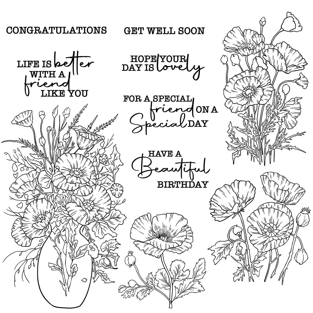 Spring Summer Floral Clear Stamps & Metal Dies Set for Card Making, Scrapbooking, DIY Crafts - Perfect for Greeting Cards, Invitations, and Home Decor Projects