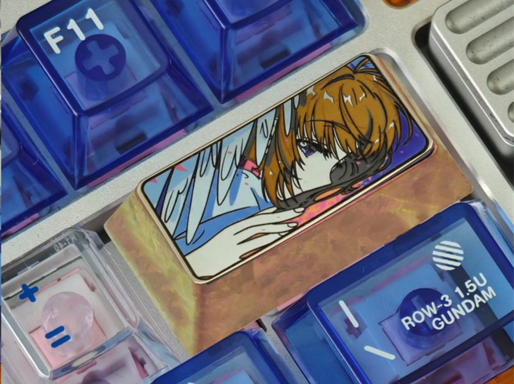 KINOMOTO SAKURA Anime Keycaps - 2U Titanium Alloy Custom Keycaps for Mechanical Keyboards, Durable Metal Decorative Keycaps for Gaming & Typing - Perfect for Anime Fans, PC Gamers & Keyboard Enthusiasts