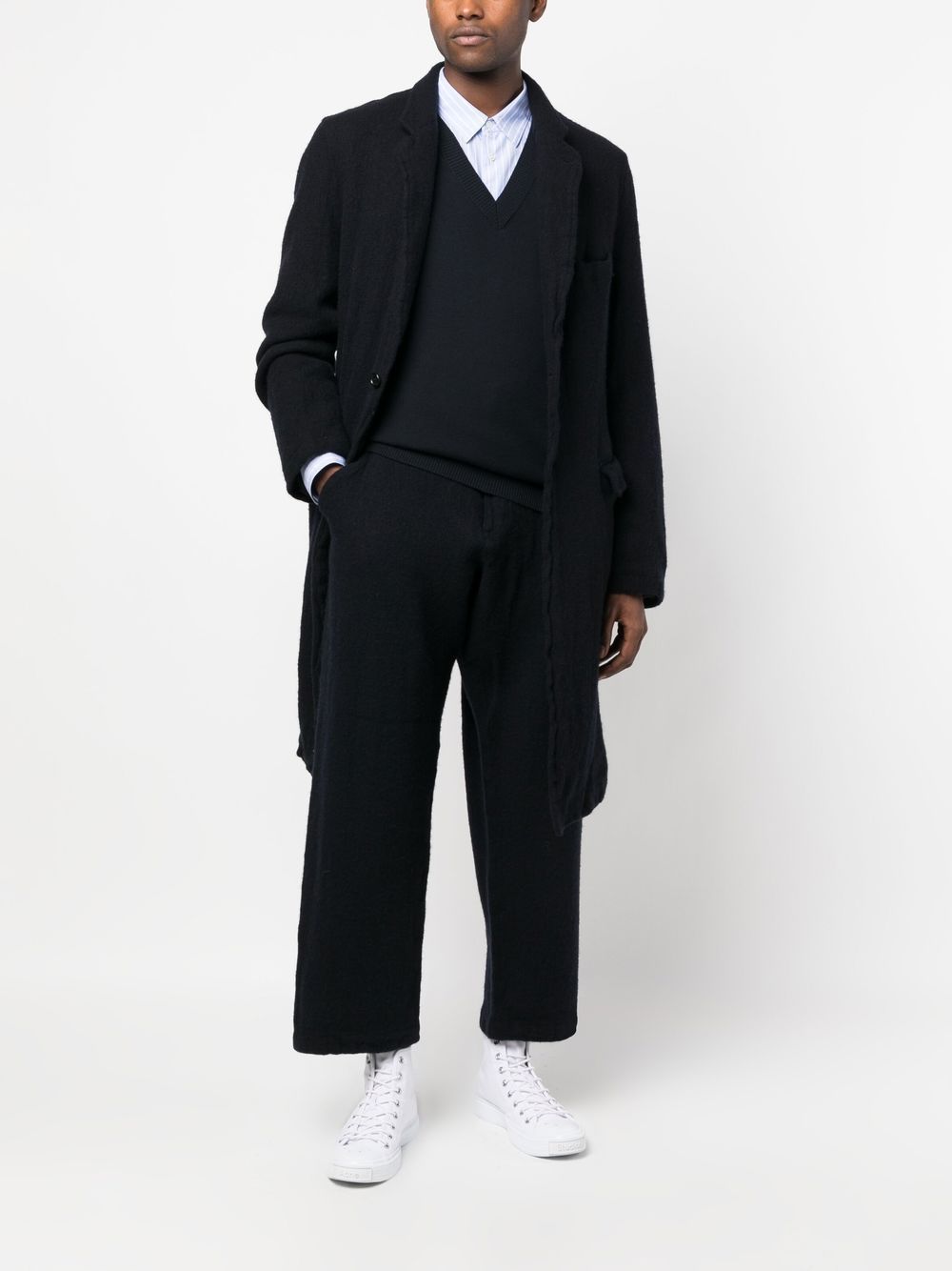 Comme des Garcons Blue Trousers for Women - Stylish High Waist Pants for Casual & Office Wear