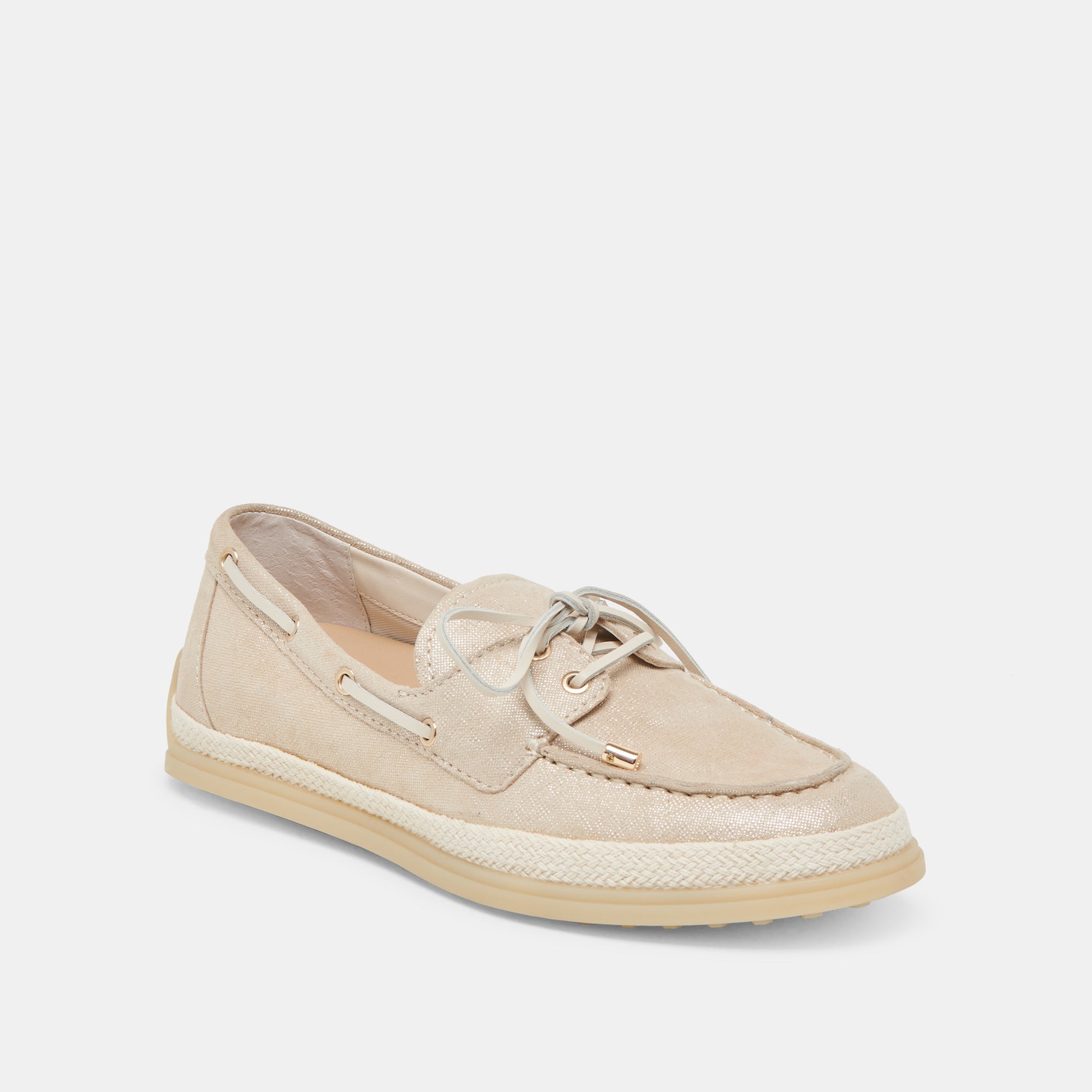 DORIS Women's Loafers Shoes - Taupe Metallic Woven Slip-On Comfortable Flats for Work, Office & Casual Wear