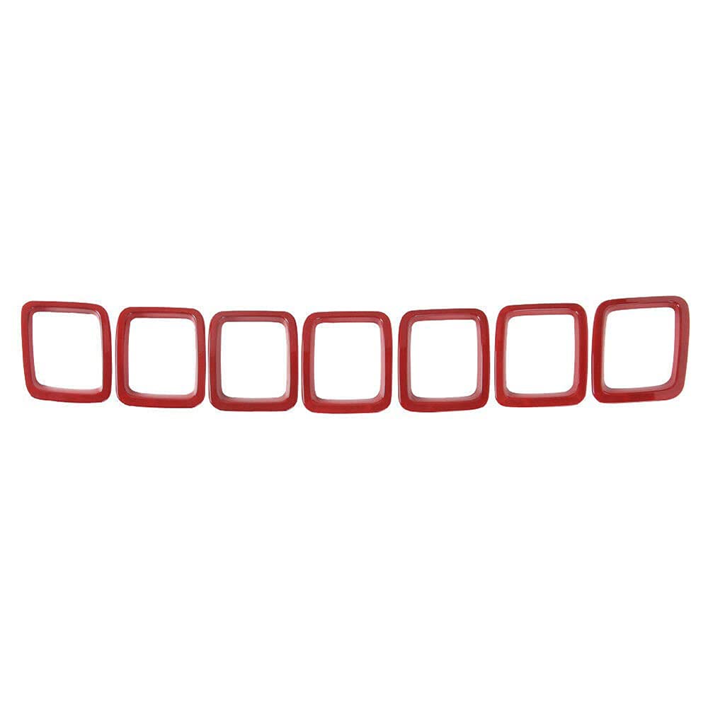 Jeep Compass 2017-2021 Front Grille Inserts Cover Rings Frame Trims Kit - 7PC Red Automotive Exterior Accessories for Off-Road & Street Style Enhancement