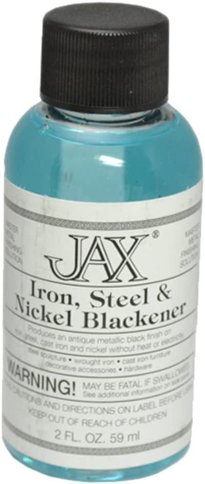 JAX Iron Steel & Nickel Blackener - Metal Finishing Solution for Antique Patina - Cold Chemical Blackening Treatment (2 oz) - Perfect for Knives, Guns, Jewelry & DIY Metal Crafts