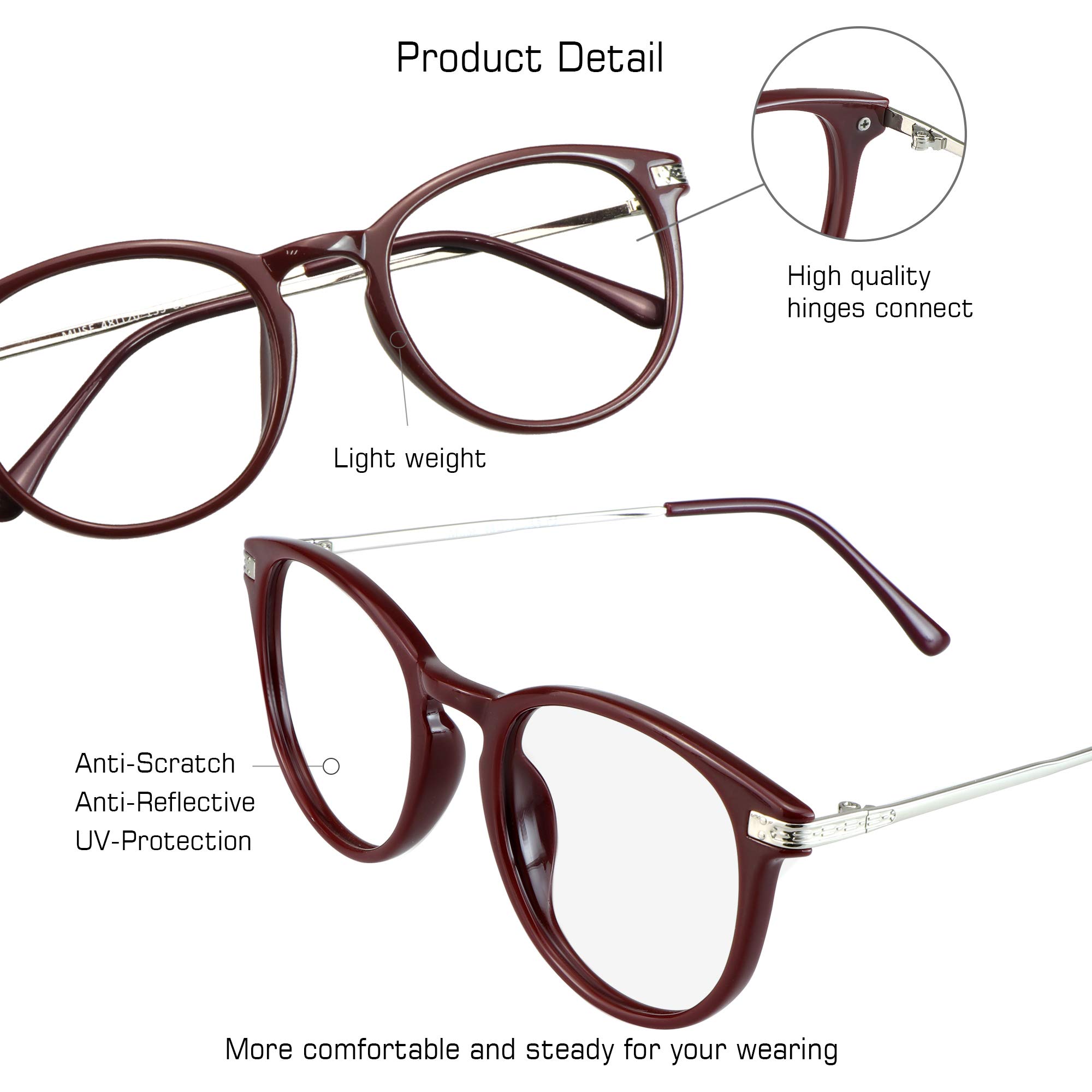 VisionGlobal Blue Light Blocking Glasses for Women - Anti Eyestrain Computer & Reading Glasses with Stylish Frame & Anti Glare - Perfect for Office Work, Gaming & Screen Time