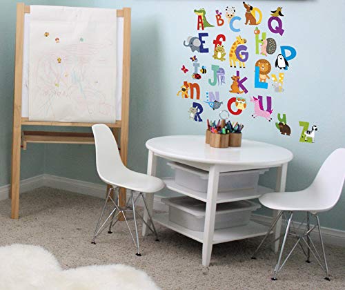ABC Alphabet Stickers - Animal Themed Wall Decals for Kids Room & Classroom Decor - Reusable Letter Stickers with Free Gift - Perfect for Nursery, Playroom & Learning Spaces