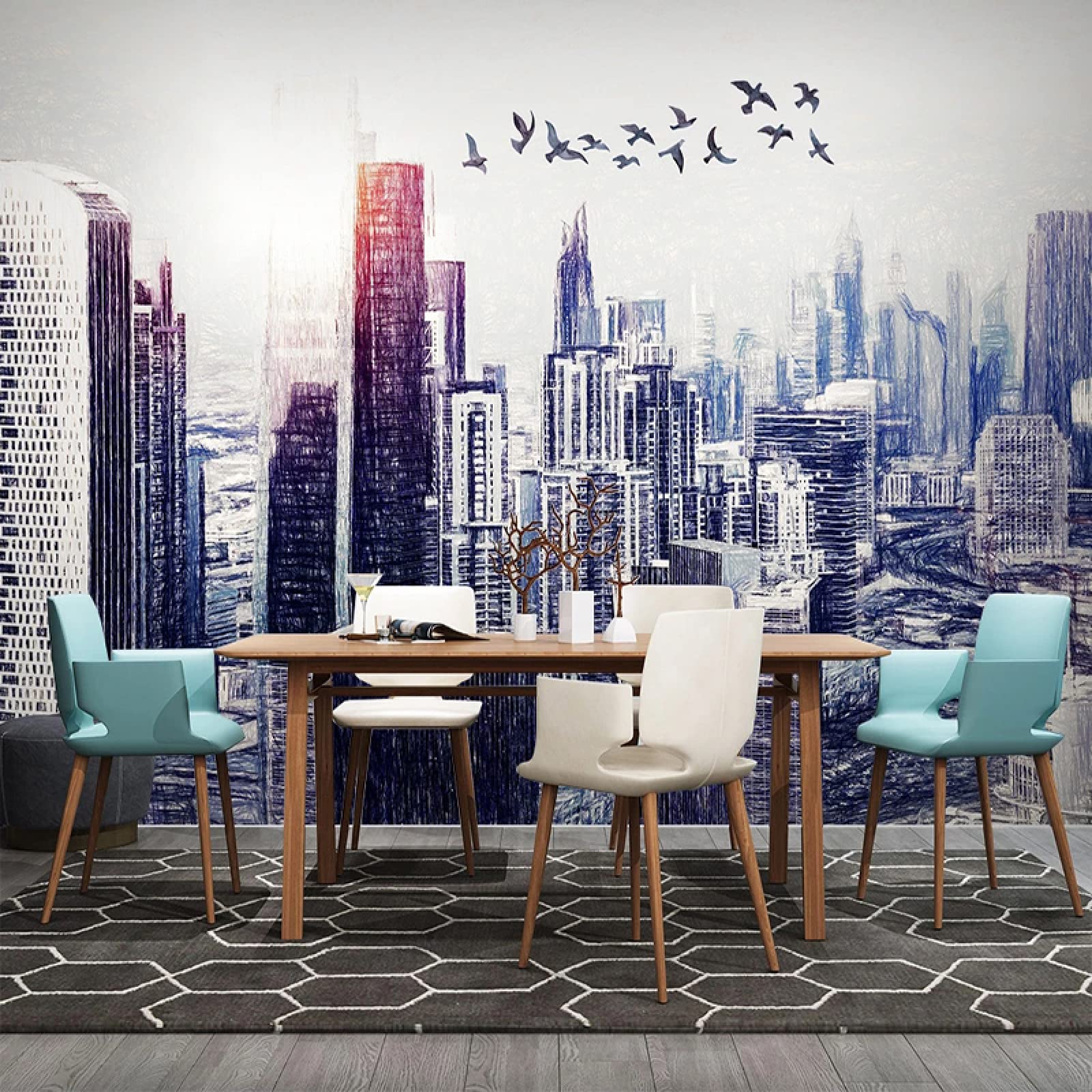Nordic 3D Wallpaper for City Building Theme - Modern Art Custom Photo Waterproof Mural Painting for Living Room, Dining Room & Bedroom Decor | Perfect for Home, Office and Commercial Spaces